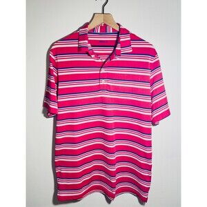 JOHNNIE-O Performance Jersey Stretch Golf Polo Shirt [White/Pink] [XL] MSRP $98